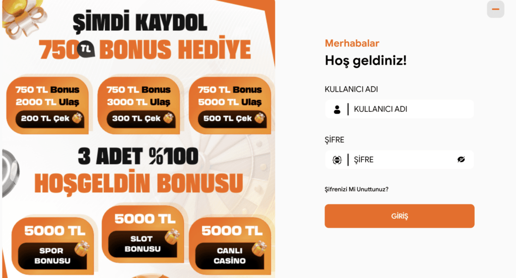 Bycasino kayıt işleminin önizlemesi
